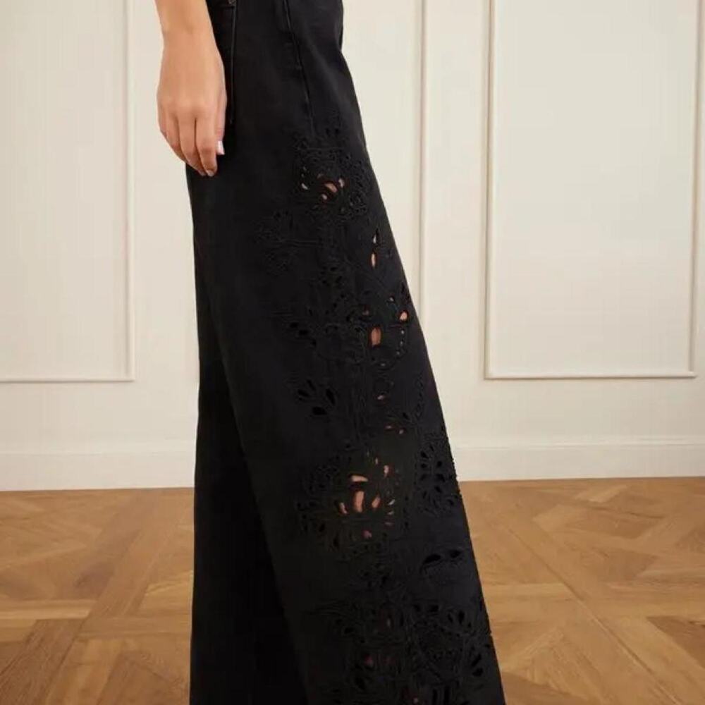 Black wide leg jeans with
